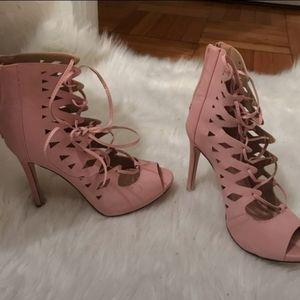 Pink lace up heels size 8